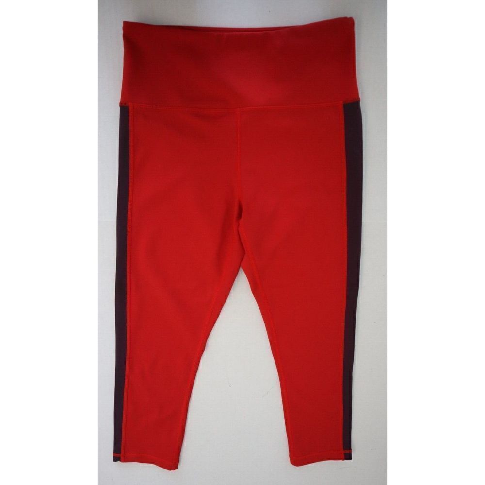 Zyia Active Women's Sz S (4) Red/Purple Stripe Capri Workout Leggings